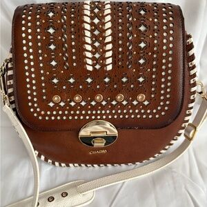 Chic Brown and White Crossbody Bag